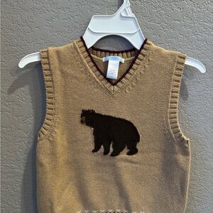 Janie and Jack Beige Bear Sweater Vest
